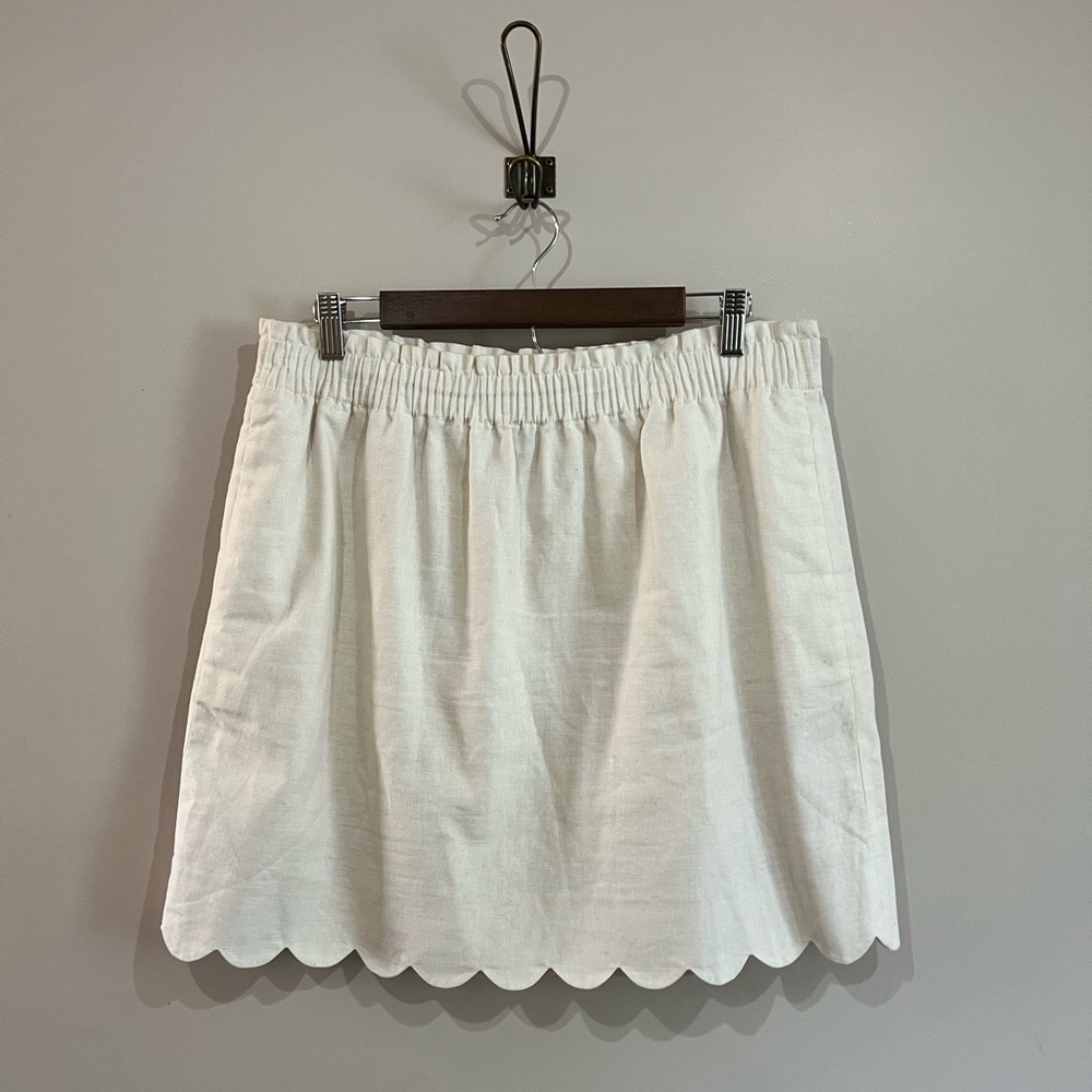 J. Crew Cream Scalloped Mini Skirt